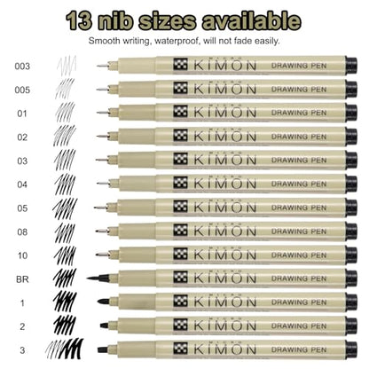 PATIKIL Fineliner Pens, 1mm Fine Points Drawing Pen Waterproof Inking Markers Liner Artist Watercolor Supplies Drawing Kit for Adult Sketching Journaling, Pack of 6 - style: 1mm Fine Points
