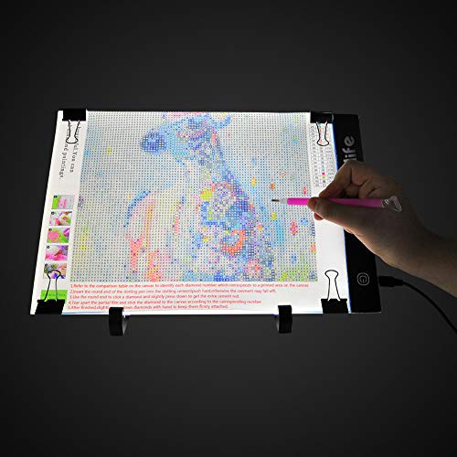 Mlife Diamond Art Painting A4 LED Light Pad - Dimmable Light Board Kit, Apply to Full Drill & Partial Drill 5D Diamond Art with Detachable Stand and Clips - style: A4 kits