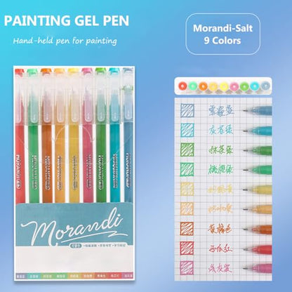 Gel Pens with 0.6mm Fine Point, 9 Colors Acrylic Drawing Gel Pen - color: Morandi-Salt