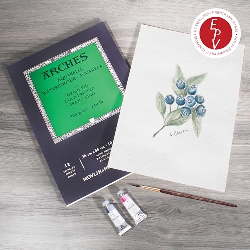 Arches Aquarelle Watercolor Paper Pad, Cold Pressed, 140lb/300gsm, 12 Sheet, 10x14 inch, 1 Count - size: 10"x14", style: Cold Press