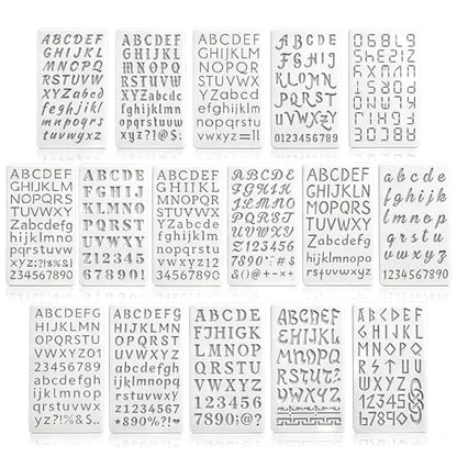 Amabro 16Pcs Letter Stencils Reusable Plastic Letter and Number Stencils
