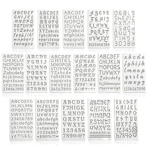 Amabro 16Pcs Letter Stencils Reusable Plastic Letter and Number Stencils