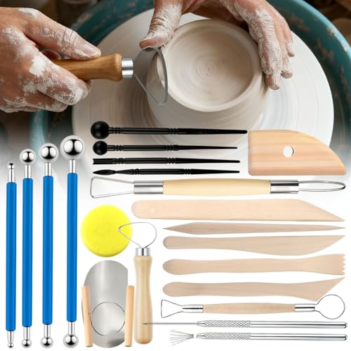 Basic Clay Pottery Carving Tools: 22Pcs Professional Sculpting Set for Home Use for Adult Beginners and Hobbyists - size: 22pcs