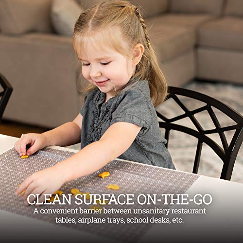 Gray and White Disposable Placemats for Baby, Toddlers, Children and Adults - Sticky Toppers for Tables - Restaurant, Travel, Airplane Tray Covers, Schools - 40 Pack - color: Gray/White