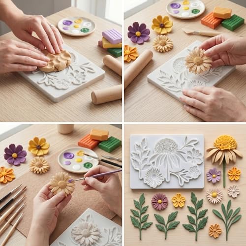 Chrysanthemum Flower Polymer Clay Mold Flower Leaves Silicone Molds - color: Style J