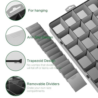 Gbivbe Large 24 Grids Plastic Organizer Box Adjustable Dividers,Clear Storage Box for Jewelry, Art DIY Crafts, Washi Tapes, Beads and Small Parts(Black,3Pack) - color: Black-3