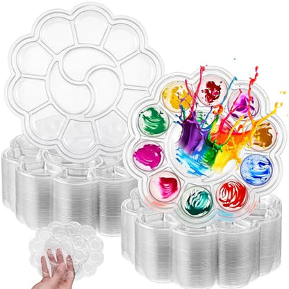 200 Pcs Paint Tray Palettes 5.5 in with 13 Compartments Clear Disposable Plastic Paint Palette Bulk Watercolor Craft Supplies for Art Class, DIY Craft, Painting Party, Birthday Party - style: 13 Compartments