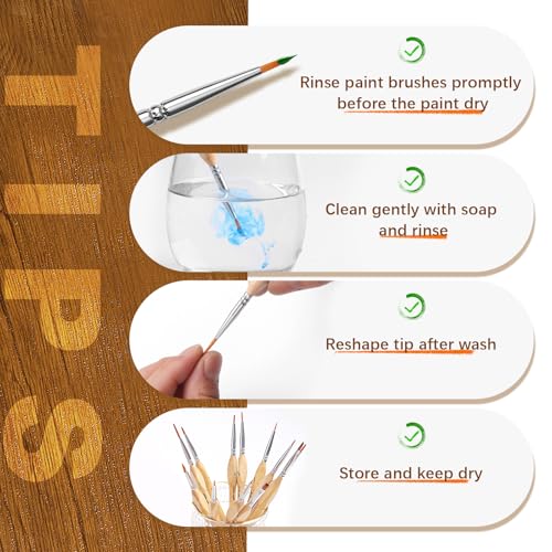 Golden Maple Detail Paint Brush Set, 15pcs Miniature Paint Brushes with Triangular Handles for Fine Detailing & Art Painting - Acrylic, Oil, Watercolors & Paint by Number, Models, Figurine, Craft - color: Wooden