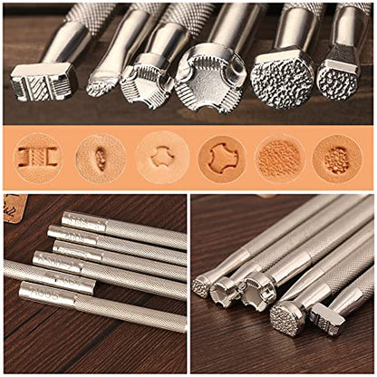 Leather Stamping Tools, Leather Carving Tool Kit, Saddle Making Tools Set - color: Large Set