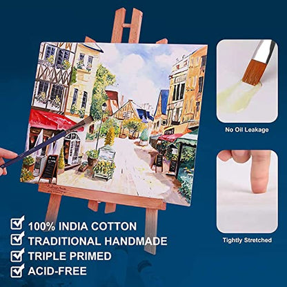 Stretched Canvases for Painting 12x16 Inch 7-Pack, 10 oz Triple Primed Acid-Free 100% Cotton Blank Canvas, Rectangular Canvas for Oil Paint Acrylics Pouring & Wet Art Media - size: 12"x16"(7-Pack), style: Studio