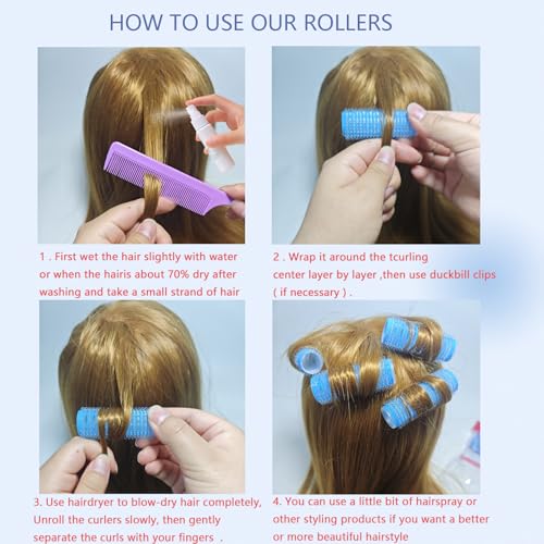 ZMD 18Pcs Self Grip Small Hair Rollers Curlers, Plastic Rollers Heatless Curlers Salon Dressing Curler DIY Curly Hair Hairstyle Roller for Women Girls Short Thin Fine Hair (0.8 x 2.4 Inch) - color: pink