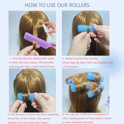 ZMD 18Pcs Self Grip Small Hair Curlers Rollers, Plastic Hair Curlers Heatless Salon Hairdressing Curlers DIY Curly Hair Accessories for Women Girls Short Thin Fine Hair (0.8 x 2.4 Inch) - color: Purple