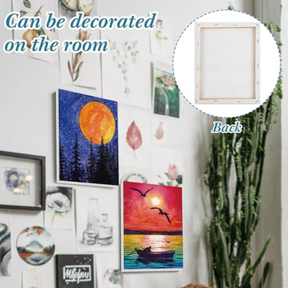 Sherr 12 Pcs Pre Drawn Canvas Pre Printed Canvas for Adults Sip and Paint Party Canvases Painting Kit for Summer Easter Mother's Day Party Favor(Natural Scenery,8 x 10 Inch) - size: 8 x 10 Inch, style: Natural Scenery
