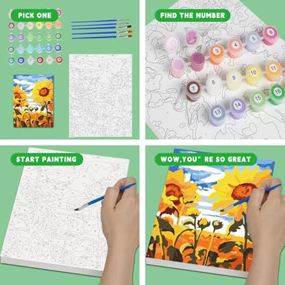 Wings Giant Paint by Numbers Kit for Kids, Flower Crafts and Fun, Acrylic Paint Set, Canvas Painting Kit, Include Framed Pre-Drawn Canvas, Color by Numbers - color: Landscape Art