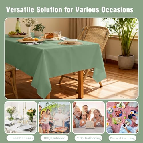 Oigco Sage Green Tablecloth - 3 Pack 54" × 108" Rectangle Disposable Sage Green Table Cloth, Waterproof Plastic Table Cover for Party, Wedding, Holiday & Gathering Use - color: Sage Green