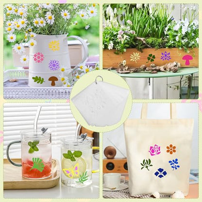 100Pcs Flower Stencils 1.5Inch Small Floral Leaf Stencil for Craft Painting | Reusable Stencils,Wildflower Butterfly Stencil,Floral Stencil,Drawing Templates,Scrapbook,Classroom,Projects,Wood,Sign,Wall - size: 1.5 Inch