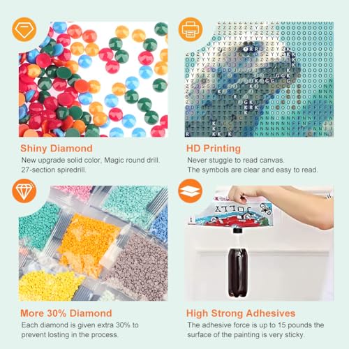 Anuver Diamond Painting Kits for Adults Seal, Round Diamond Art Kits for Beginners, 5D DIY Full Drill Crystal Gem Painting Kits for Home Wall Decor 12x12Inch, Animal