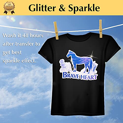 TransOurDream Glitter 2.0 Heat Transfer Paper for Inkjet Printer (20 Sheets, 8.5x11'') Printable Heat Transfer Vinyl for T Shirts Iron on Transfers for Light & Dark Fabrics(TOD-GL2-20) - color: Glitter, size: 20 Sheets