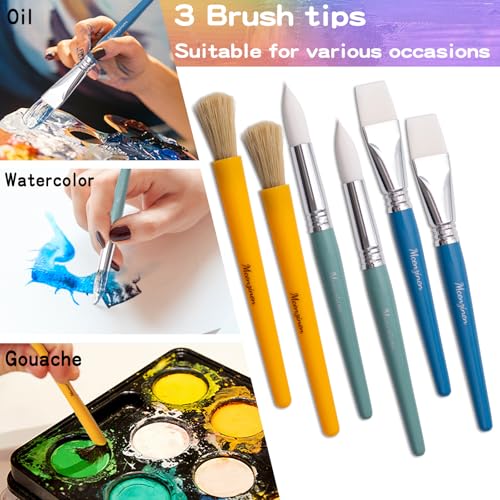 Kids Paint Brushes Set, 36 Pack Brushes for Children and School | Washable Round & Flat Art Brushes Perfect for School Painting & Home Crafts - size: 36PCS