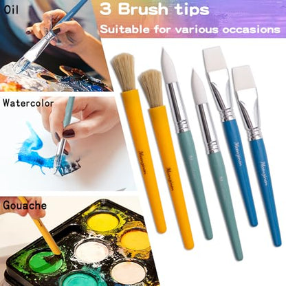Kids Paint Brushes Set, 36 Pack Brushes for Children and School | Washable Round & Flat Art Brushes Perfect for School Painting & Home Crafts - size: 36PCS