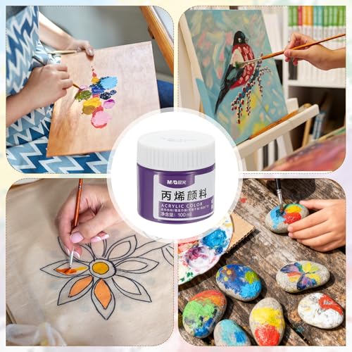 PATIKIL M&G Acrylic Paint, 3.38 Fl Oz(100ml) Matte Finish Rich Pigments Waterproof Art Painting Supplies for Fabric Canvas Wood Leather Stone Cloth, Purple - color: Purple