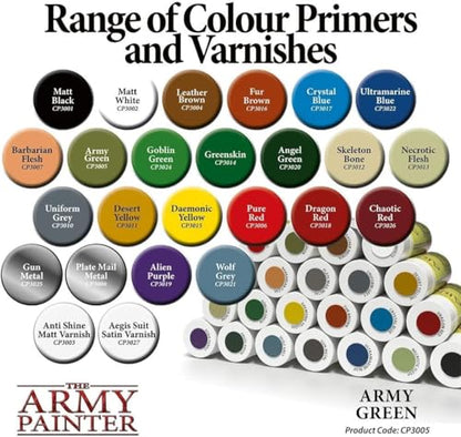 The Army Painter, Colour Primer Army Green, 400 ml acrylic spray | Spray Paint Basecoat for Miniature Model Undercoat Priming, Plastic Wargames, DnD & Warhammer - color: Army Green
