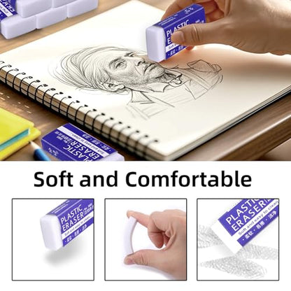 White Erasers, Artist Eraser for Drawing Art Sketching, Pencil Erasers for Kids Bulk Students School Supplies Office (8)