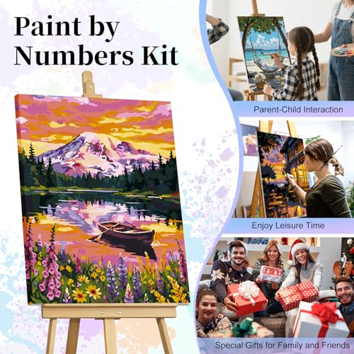 Paint by Numbers Kit for Adults, Mountain Lake Number Painting Canvas Kit - color: LBOPNFP4