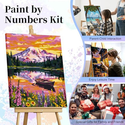 Paint by Numbers Kit for Adults, Mountain Lake Number Painting Canvas Kit - color: LBOPNFP4