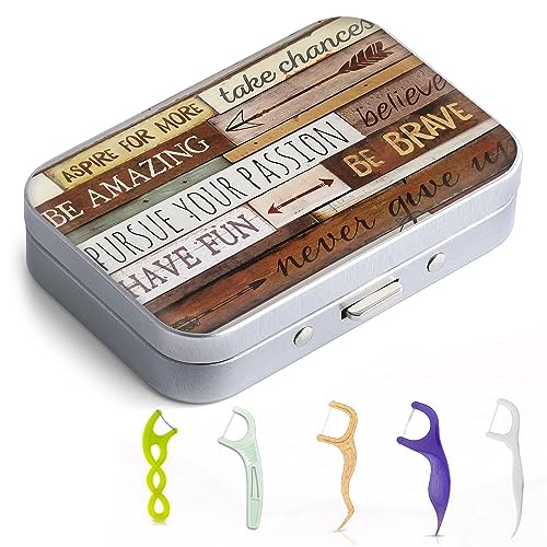Dental Floss Portable Case, Easy to Store Floss Picks of Various Sizes, Portable Dental Floss Dispenser is Perfect for Travelling, Hotels, Dinners, Appointments.Inspirational Quotes - color: Inspirational Quotes