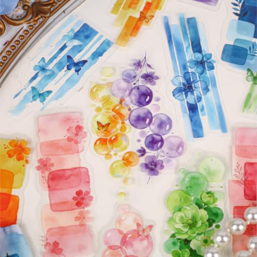 120 Pcs Abstract PET Stickers for Scrapbook Journaling - color: Abstract Color Washes