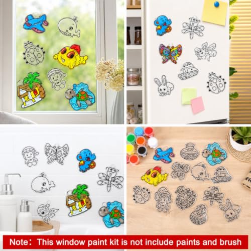 WILLBOND 24 Pieces Sun Catchers Craft Assorted Sun Catcher Kits for Window - style: Animals Theme