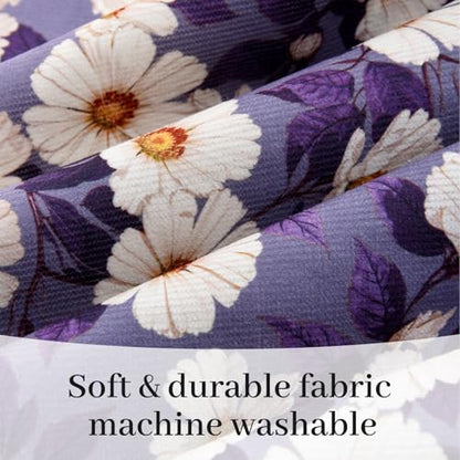 Cute Floral Apron for Women with Pockets, Cotton, Adjustable Straps - color: Purple