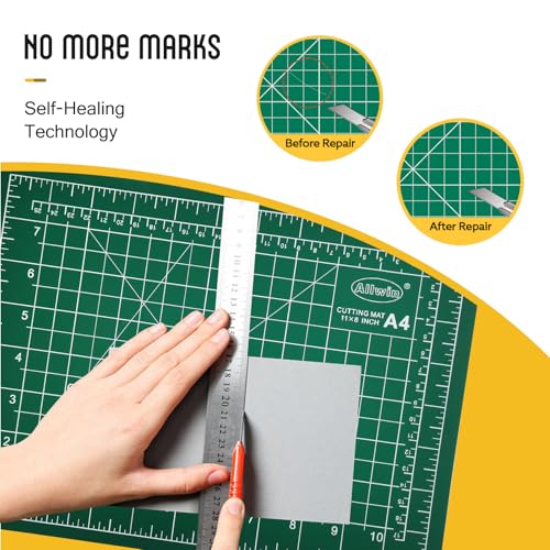 A4 Self Healing Cutting Mat - Double Sided Craft Mat with Grid Lines, Non-Slip Work Surface for Crafting & DIY Projects (Washable Reusable) - size: 11.8"L x 8.7"W