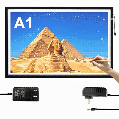 A1 Extra Large LED Light Pad (34.6"x23.6") - Upgraded Durable Tracing Light Box with 5-Level Brightness - Dot-Free Eye Protection Board for 5D Diamond Art Painting, Sketching, Drafting & Tracing - size: A1 Premium
