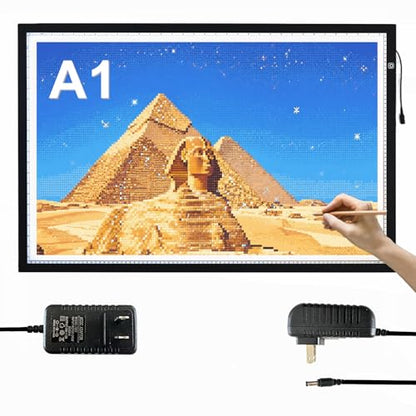A1 Extra Large LED Light Pad (34.6"x23.6") - Upgraded Durable Tracing Light Box with 5-Level Brightness - Dot-Free Eye Protection Board for 5D Diamond Art Painting, Sketching, Drafting & Tracing - size: A1 Premium