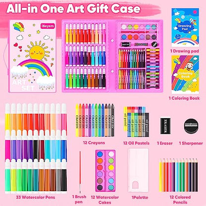 iBayam Art Supplies, 149-Pack Drawing Kit Painting Art Set Kits, Pink Box - color: Pink