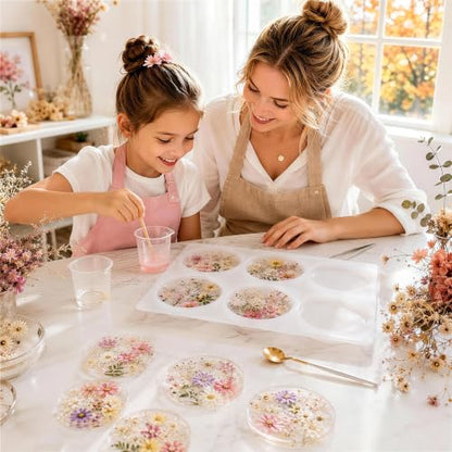 6-Cavity 4 Inches IALTMEI Deep Round Resin Coaster Molds， Upgrade Coaster Molds for Epoxy Resin， Coaster Silicone Molds for Eesin， DIY Craf Flower Bouquet Preservation