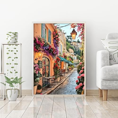 askkqtx Landscape Diamond Art Kits for Adults Beginners 12X16 Inch | Flowers Street Scenery Diamond Painting Kits, 5D DIY Full Drill Crystal Rhinestone Gem Art Craft Kits for Home Wall Decor - color: G7455