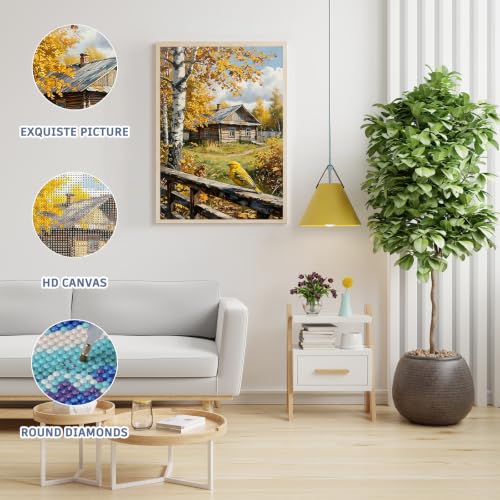 Auremi Nature Diamond Art Painting, 5D Houses Diamond Painting Kits, Full Drill Diamond Dots Paintings for Beginners, Crystal Art Painting Kits for Home 30x40 cm - color: Diamond Painting 011