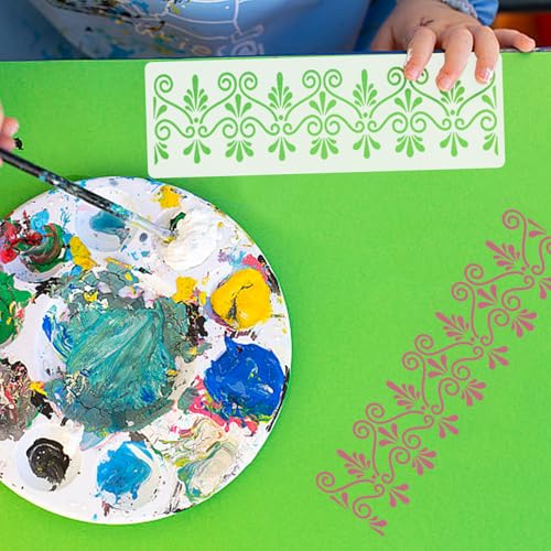 12 Pcs Border Stencils for Painting Mandala Flower Stencil Template Retro Reusable Furniture Cake Decorative Stencils Border for Wood DIY Craft Canvas Fabric - style: Mandala Style