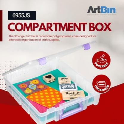 ArtBin Essentials 12 x 12 One-Compartment Craft Box, Clear | One Open Compartment, 15.25 x 14 x 3.5 Inches, Secure Latches, Stackable, Durable Polypropylene - color: Purple
