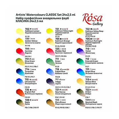 Watercolor Paint Set Rosa Gallery 24 full pans, Plastic case, Extra fine professional watercolours