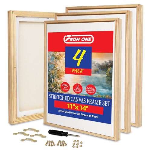 4 Pack 11 x 14 inch Floater Frame Canvas –Gallery Wrapped Canvas Set | 100% Cotton & Cottonseed Husk, Triple Primed, No Bleed, Warp Resistant for Oil and Acrylic – Ready to Hang, No Drill Needed - color: Light Brown, size: 4pk-11x14 in