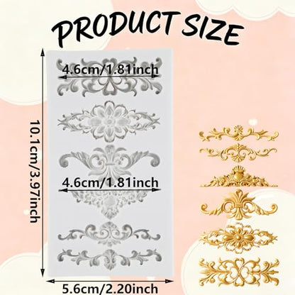 Baroque Silicone Mold Baroque Scroll Relief Polymer Clay Molds | Baroque Curlicues Scroll Lace Mold DIY Craft Epoxy Resin Casting Air Dry Polymer Clay Jewelry Making Crafts Tools - color: Style A