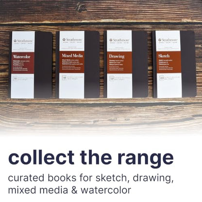 Strathmore 400 Series Mixed Media Paper Art Book, Matte Brown Cover, Natural White, Hardbound, 24 Sheets, 8.5x11 inch - size: 8.5x11 inch, style: Hardbound