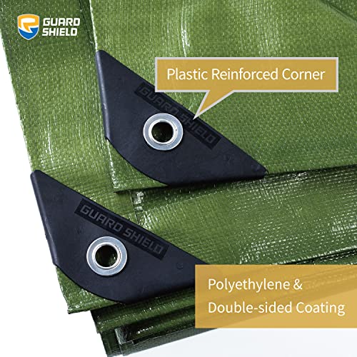 GUARD SHIELD Tarps Heavy Duty Waterproof 16x20 Feet Green Poly Tarp Cover Outdoor Thick UV Resistant Tarpaulin with Grommets 10mil (2-Pack) - color: Green, size: 16x20 (2-Pack)