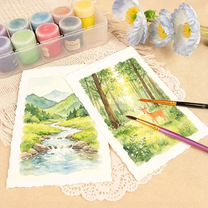 100 Sheets Deckled Edge Handmade Paper, 4” x 6” Rough Textured Watercolor Paper, 160 GSM, White, Cotton, Ideal for Wedding Birthday Invitations Greeting Cards DIY Crafts - color: 100 Sheets