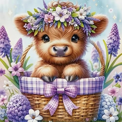 Stalente Diamond Painting Kits for Adults Cow, 5D DIY Diamond Art Kits for Beginners Round Full Drill Diamond Painting for Home Wall Decoration Gift 12×12inch, Animal