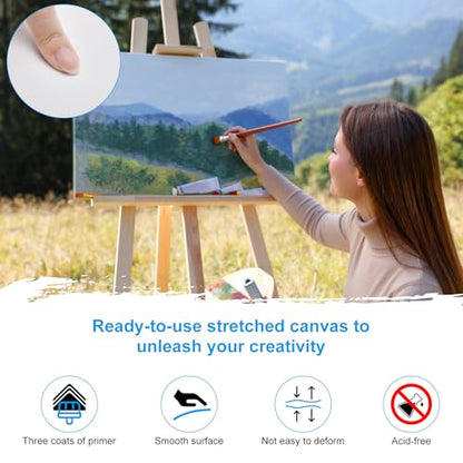 Stretched Canvas for Painting 24 x 36 Inch, 2 Pack Large Blank Canvas, Triple Primed Acid-Free Cotton, Professional Canvas for Acrylic Oil Pouring & Wet Media - size: 24"x36" - 2Pack